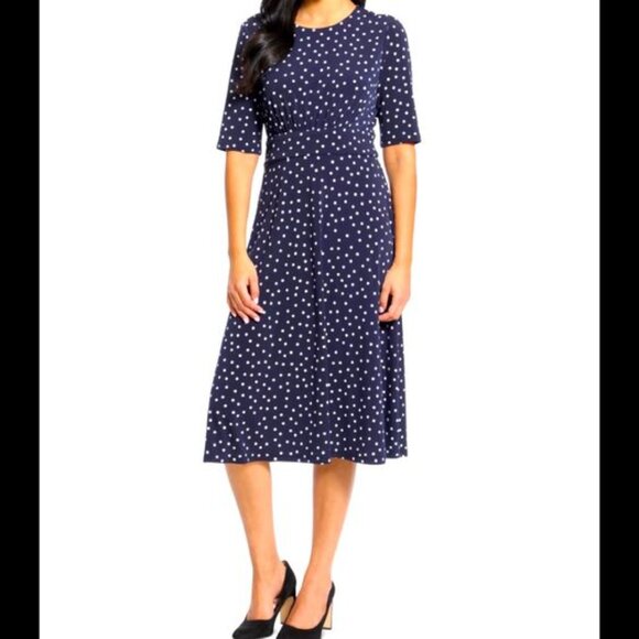 Anne Klein Dresses & Skirts - Anne Klein Polka Dot Midi Dress - Size 4 - Navy and White - New Without Tags
